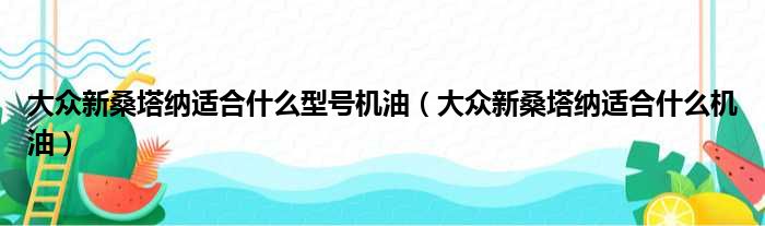 大众新桑塔纳适合什么型号机油（大众新桑塔纳适合什么机油）