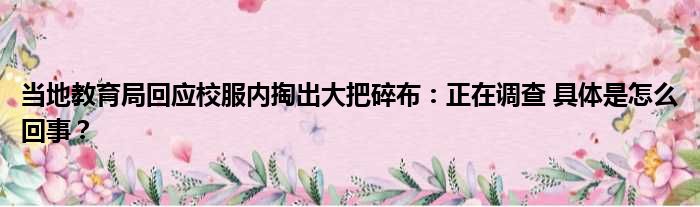 当地教育局回应校服内掏出大把碎布：正在调查 具体是怎么回事？