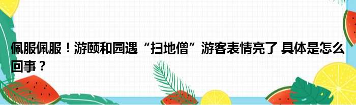 佩服佩服！游颐和园遇“扫地僧”游客表情亮了 具体是怎么回事？