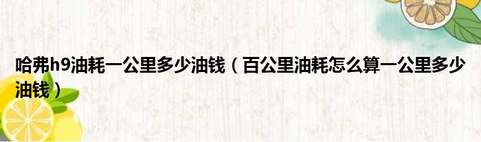 哈弗h9油耗一公里多少油钱（百公里油耗怎么算一公里多少油钱）