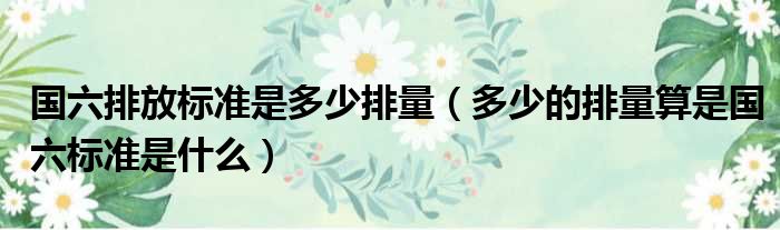 国六排放标准是多少排量（多少的排量算是国六标准是什么）