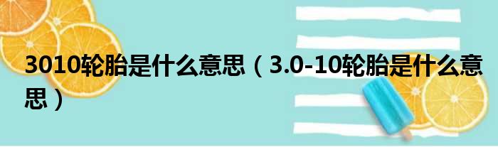 3010轮胎是什么意思（3.0-10轮胎是什么意思）