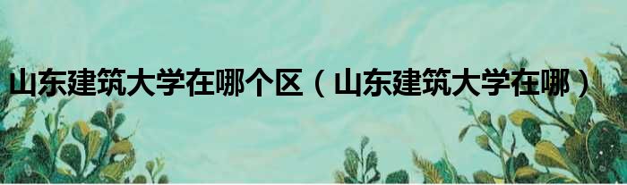 山东建筑大学在哪个区（山东建筑大学在哪）