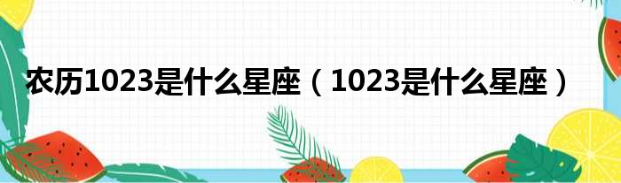 农历1023是什么星座（1023是什么星座）