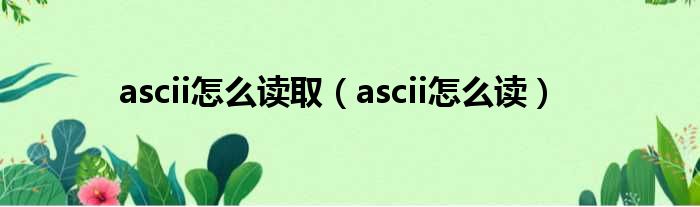 ascii怎么读取（ascii怎么读）