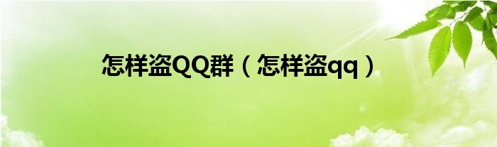 怎样盗QQ群（怎样盗qq）