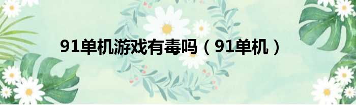 91单机游戏有毒吗（91单机）