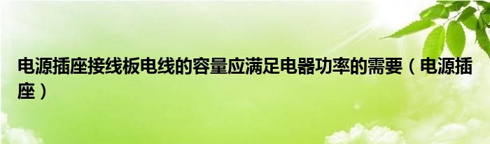 电源插座接线板电线的容量应满足电器功率的需要（电源插座）