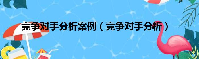 竞争对手分析案例（竞争对手分析）