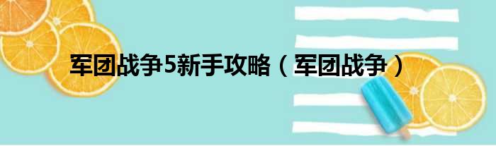 军团战争5新手攻略（军团战争）