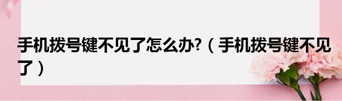 手机拨号键不见了怎么办?（手机拨号键不见了）