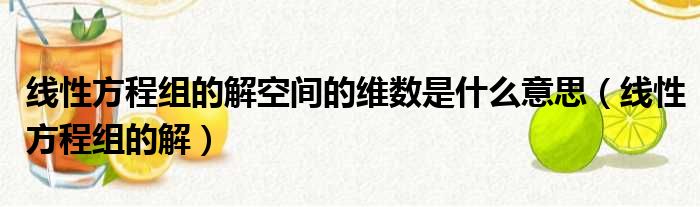 线性方程组的解空间的维数是什么意思（线性方程组的解）