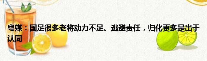 粤媒：国足很多老将动力不足、逃避责任，归化更多是出于认同