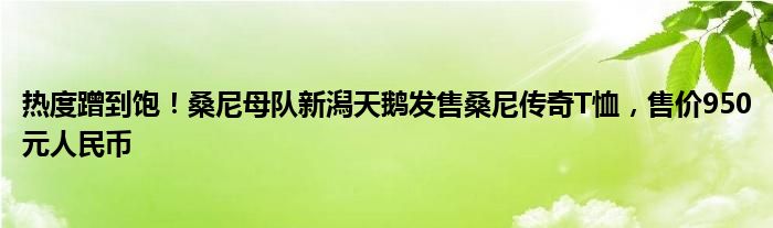 热度蹭到饱！桑尼母队新潟天鹅发售桑尼传奇T恤，售价950元人民币