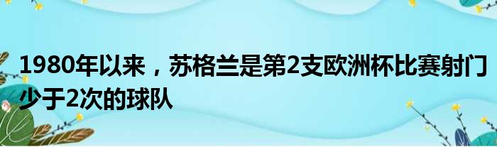 1980年以来，苏格兰是第2支欧洲杯比赛射门少于2次的球队