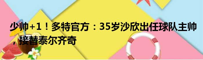 少帅+1！多特官方：35岁沙欣出任球队主帅，接替泰尔齐奇