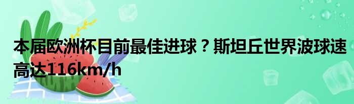 本届欧洲杯目前最佳进球？斯坦丘世界波球速高达116km/h