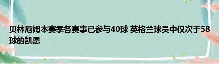 贝林厄姆本赛季各赛事已参与40球 英格兰球员中仅次于58球的凯恩