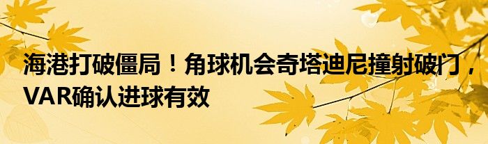 海港打破僵局！角球机会奇塔迪尼撞射破门，VAR确认进球有效