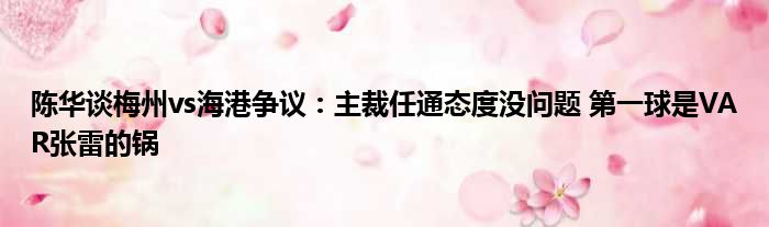 陈华谈梅州vs海港争议：主裁任通态度没问题 第一球是VAR张雷的锅