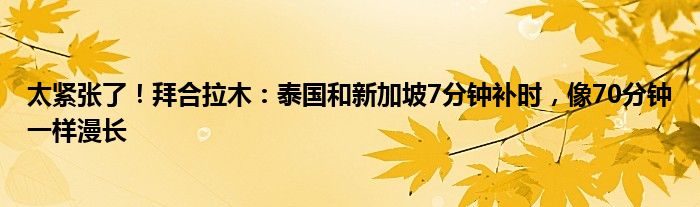 太紧张了！拜合拉木：泰国和新加坡7分钟补时，像70分钟一样漫长