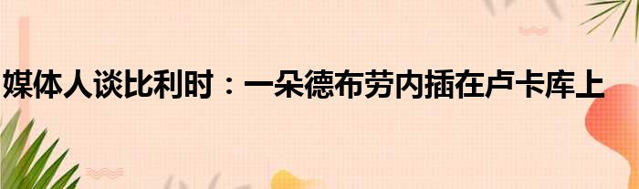 媒体人谈比利时：一朵德布劳内插在卢卡库上