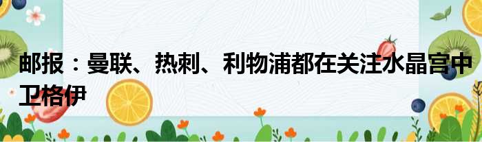 邮报：曼联、热刺、利物浦都在关注水晶宫中卫格伊