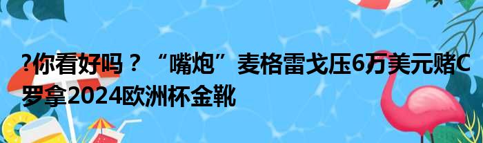 ?你看好吗？“嘴炮”麦格雷戈压6万美元赌C罗拿2024欧洲杯金靴