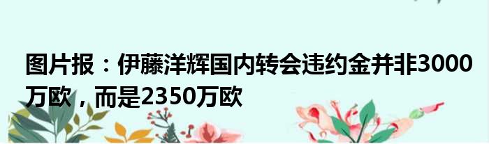 图片报：伊藤洋辉国内转会违约金并非3000万欧，而是2350万欧