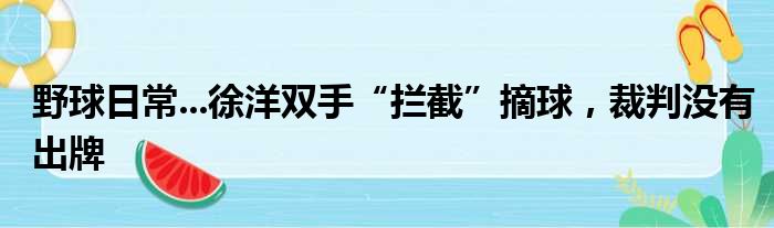 野球日常...徐洋双手“拦截”摘球，裁判没有出牌