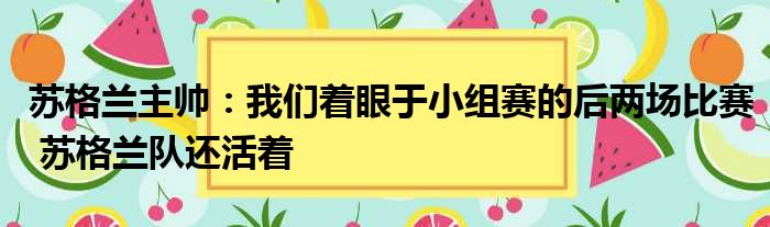 苏格兰主帅：我们着眼于小组赛的后两场比赛 苏格兰队还活着