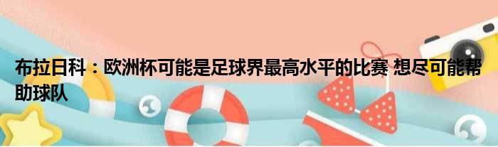 布拉日科：欧洲杯可能是足球界最高水平的比赛 想尽可能帮助球队