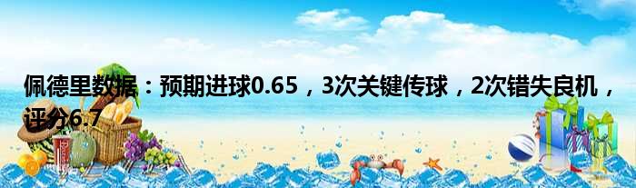 佩德里数据：预期进球0.65，3次关键传球，2次错失良机，评分6.7