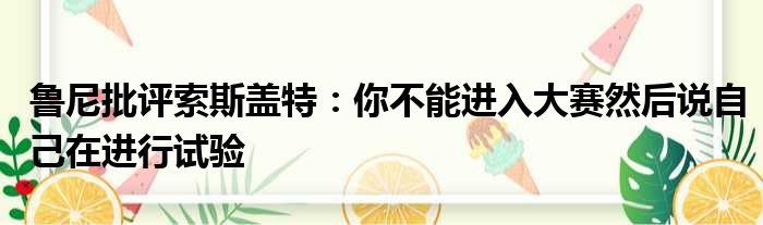 鲁尼批评索斯盖特：你不能进入大赛然后说自己在进行试验