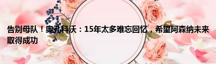 告别母队！奥孔科沃：15年太多难忘回忆，希望阿森纳未来取得成功