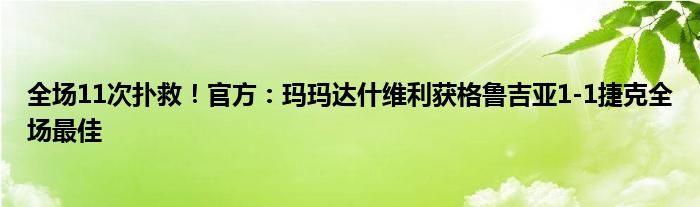 全场11次扑救！官方：玛玛达什维利获格鲁吉亚1-1捷克全场最佳