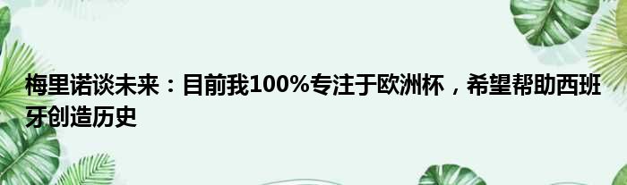 梅里诺谈未来：目前我100%专注于欧洲杯，希望帮助西班牙创造历史