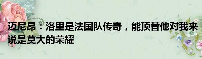 迈尼昂：洛里是法国队传奇，能顶替他对我来说是莫大的荣耀