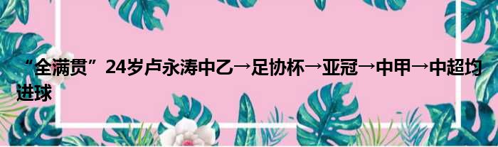 “全满贯”24岁卢永涛中乙→足协杯→亚冠→中甲→中超均进球