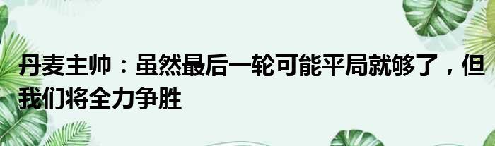 丹麦主帅：虽然最后一轮可能平局就够了，但我们将全力争胜