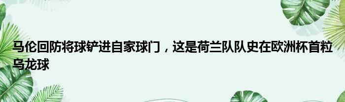 马伦回防将球铲进自家球门，这是荷兰队队史在欧洲杯首粒乌龙球