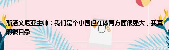 斯洛文尼亚主帅：我们是个小国但在体育方面很强大，我真的很自豪