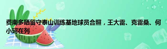 费南多晒留守泰山训练基地球员合照，王大雷、克雷桑、何小珂在列