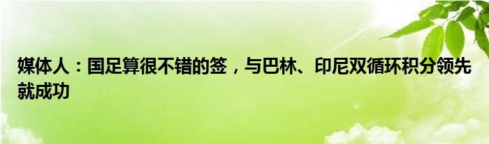 媒体人：国足算很不错的签，与巴林、印尼双循环积分领先就成功