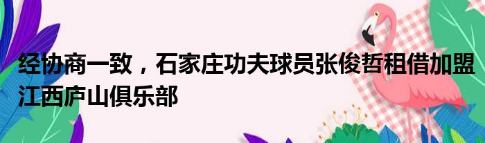 经协商一致，石家庄功夫球员张俊哲租借加盟江西庐山俱乐部