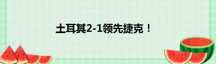 土耳其2-1领先捷克！