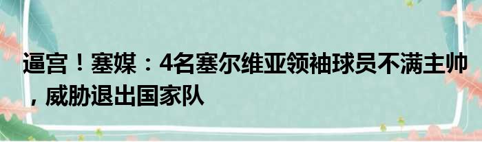 逼宫！塞媒：4名塞尔维亚领袖球员不满主帅，威胁退出国家队