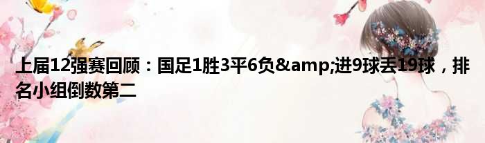 上届12强赛回顾：国足1胜3平6负&进9球丢19球，排名小组倒数第二