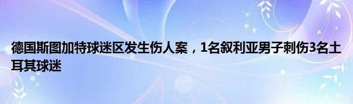 德国斯图加特球迷区发生伤人案，1名叙利亚男子刺伤3名土耳其球迷