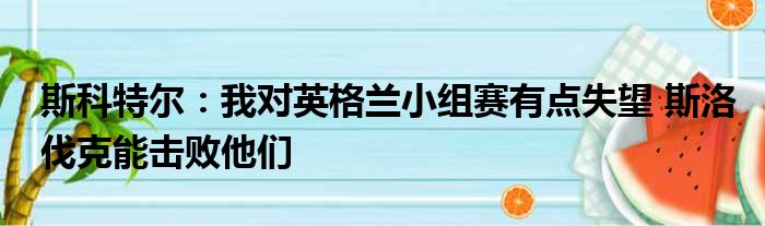 斯科特尔：我对英格兰小组赛有点失望 斯洛伐克能击败他们